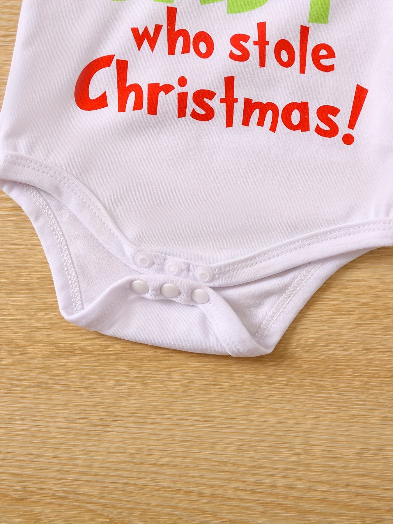 Baby Christmas Outfit Funny Graphic Romper Green Fuzzy Suspender Pants Set