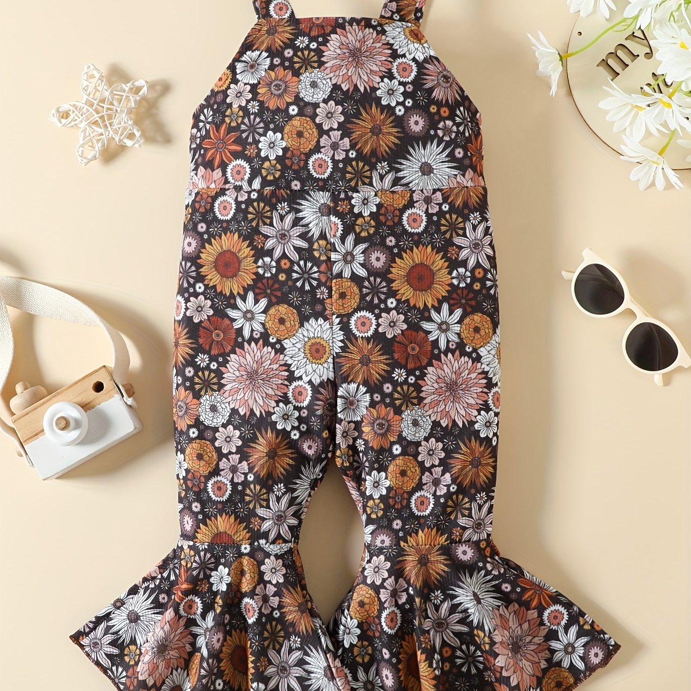 Girls Floral Print Loose Fit Jumpsuit for Kids