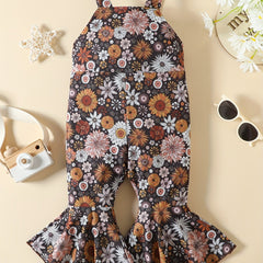 Girls Floral Print Loose Fit Jumpsuit for Kids
