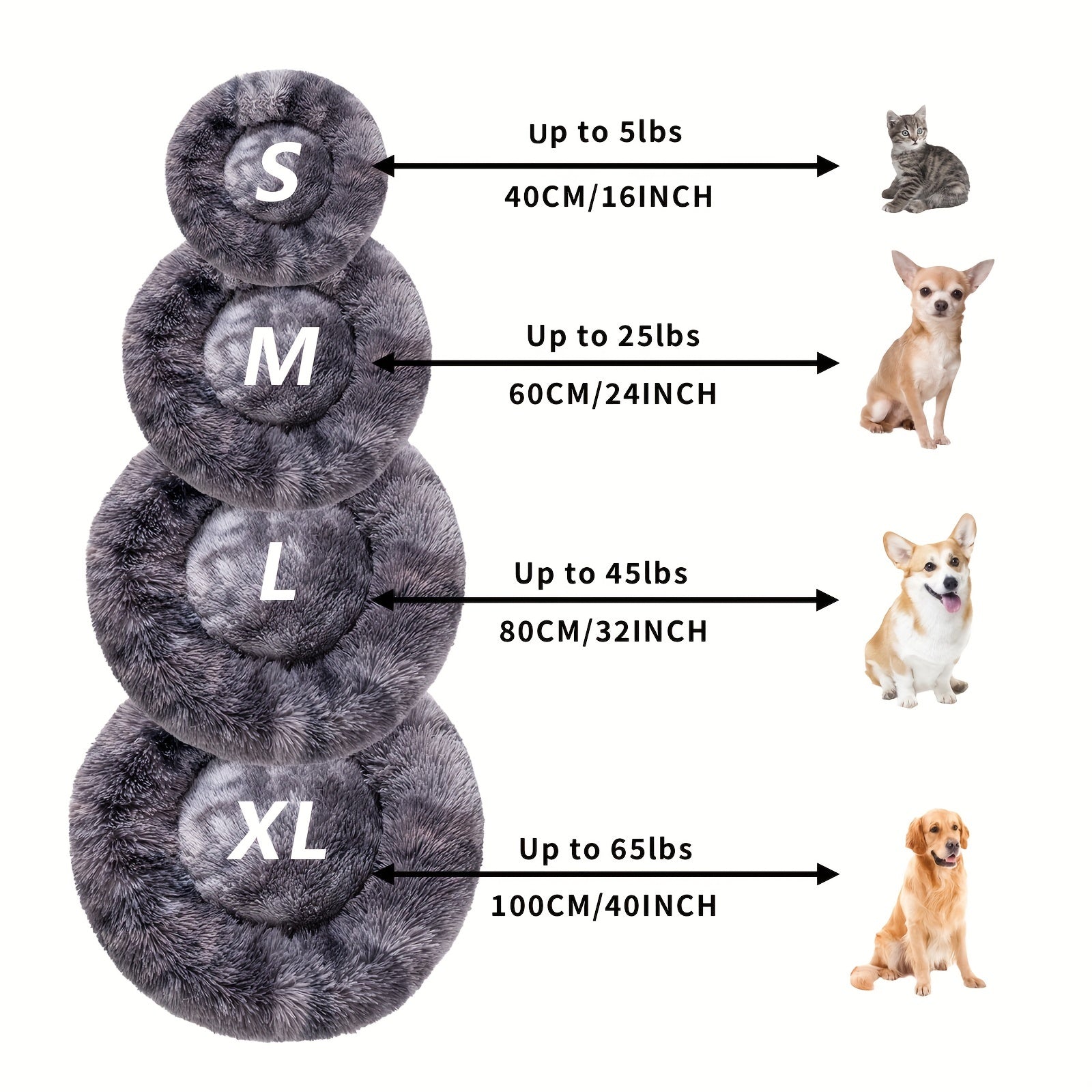 Plush Dog Bed Anti-anxiety Round Pet Bed