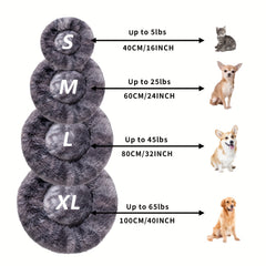 Plush Dog Bed Anti-anxiety Round Pet Bed