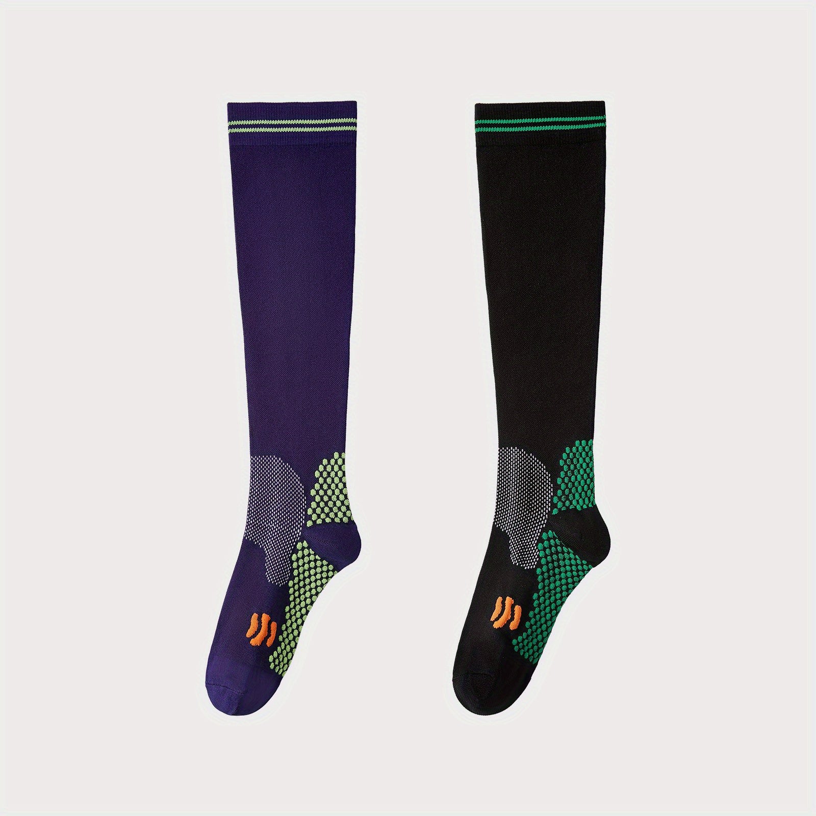 Striped Trim Calf Socks Sports Knee High Socks Women's Stockings