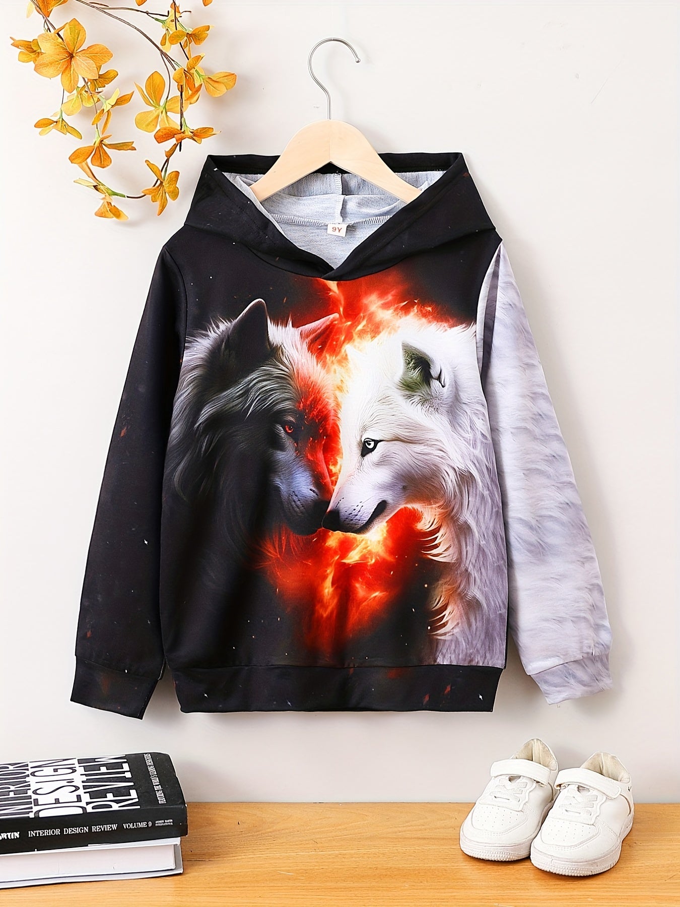 Block Wolf 3D Print Boys Hoodie Long Sleeve Sweatshirt