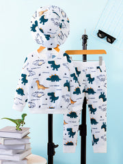 Toddler Boy's Dino Print 2pcs Sweatshirt & Hat Set