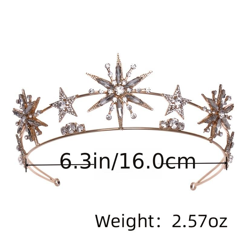 Vintage Star Wedding Crown Tiaras Golden Rhinestone Hair Jewelry