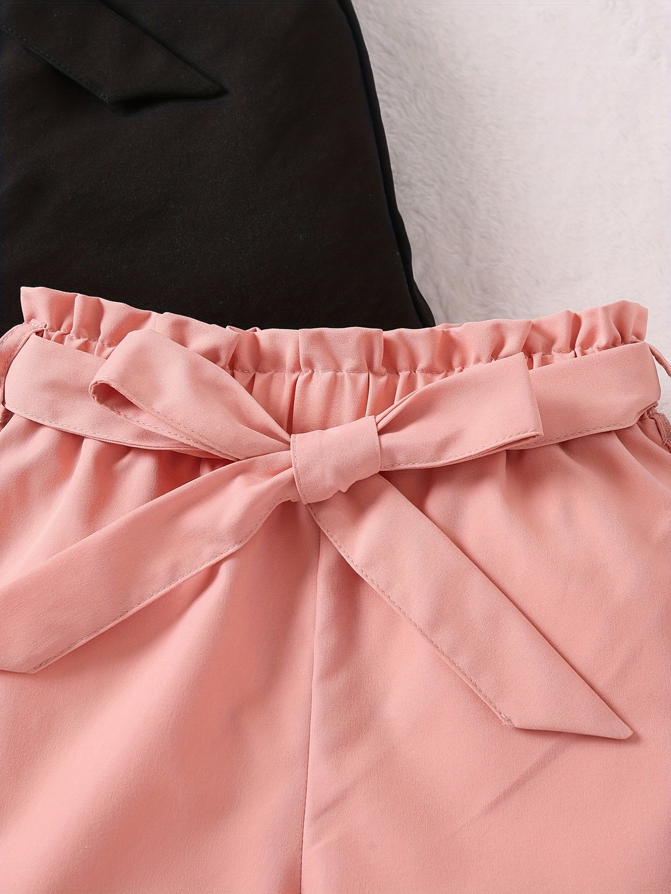 2pcs Girls Casual Shorts With Belt Breathable Comfortable Pants for Kids
