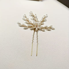 Faux Pearl Leaf Shape Hair Pin U shaped Hairpin Hair Accessories