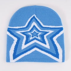 Y2K Candy Star Jacquard Beanie Cap Warm Knit Hat