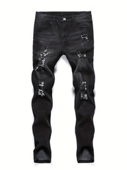 Men's Ripped Distressed Skinny Jeans Stretchy Washed Denim Pants