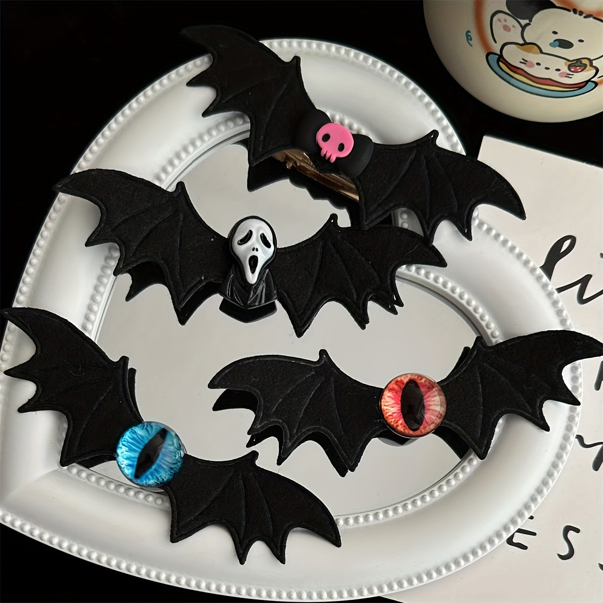 Girl's Halloween Bat Wings Barrette Funny Skull Dark Gothic Hair Accessory