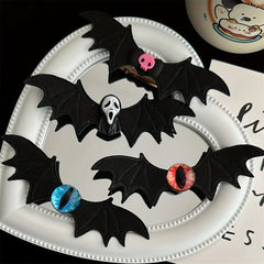 Girl's Halloween Bat Wings Barrette Funny Skull Dark Gothic Hair Accessory