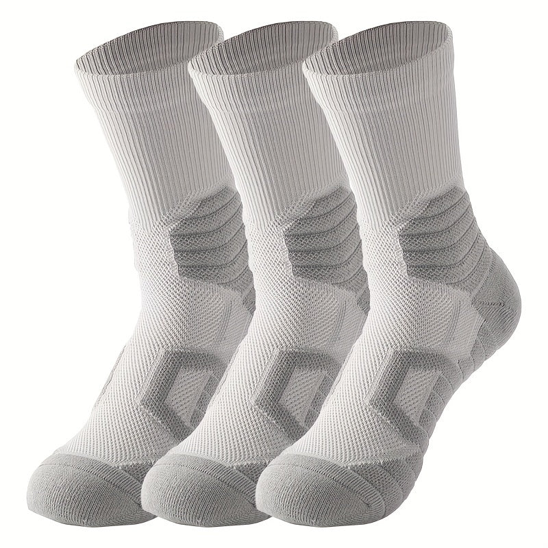 3 Pairs Thickened Non-slip Basketball Socks - Mid Calf Length