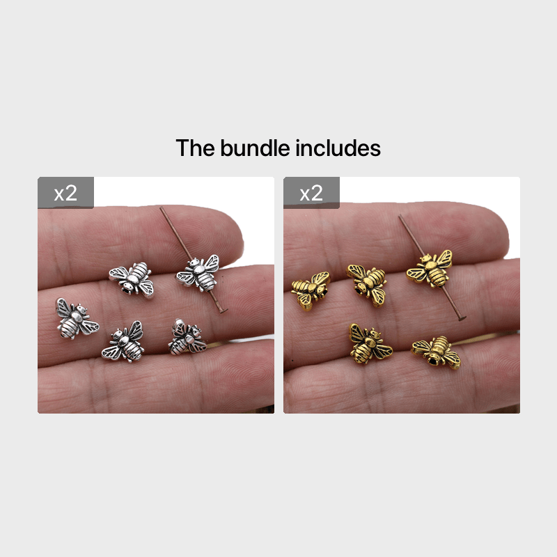 20Pcs Golden Bee Spacer Beads Jewelry Making Bracelet Necklace