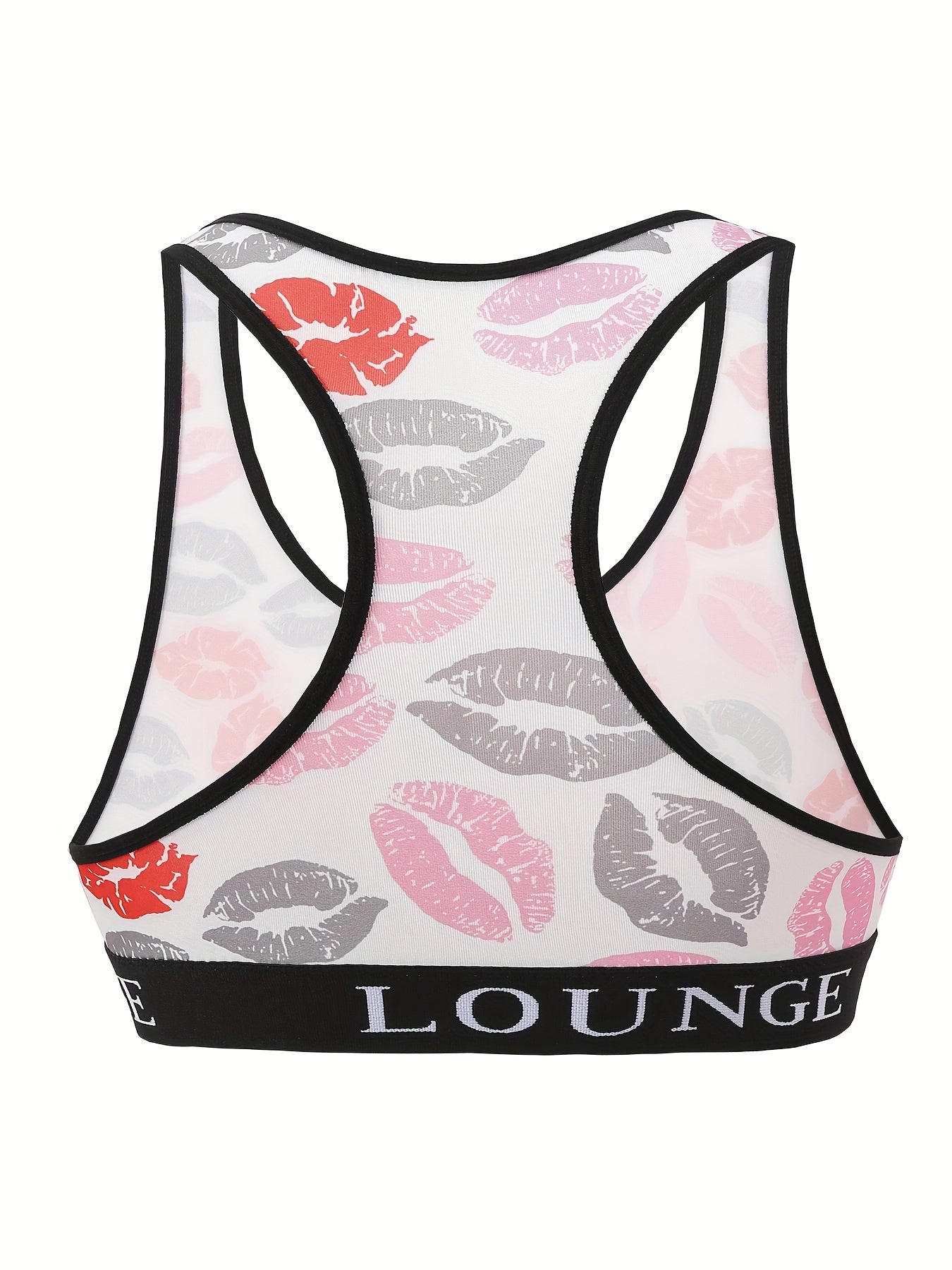 Sexy Bra Women's Plus Kiss Print Contrast Letter Tape
