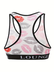 Sexy Bra Women's Plus Kiss Print Contrast Letter Tape