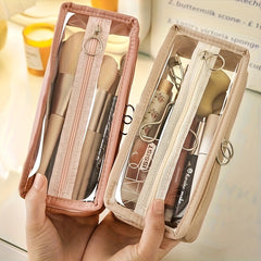 Portable Cosmetic Travel Bag With Window Zippered Toiletry Storage