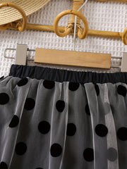 Girls Polka Dot Mesh Skirt Casual Midi Dress For Kids