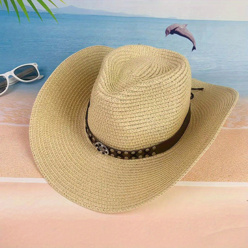 Vintage Cowboy Hat with Leather Belt Gift for Men