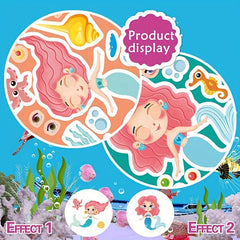 Mermaid Sticker Set for Kids - 32 Sheets Mermaid Princess Face Stickers