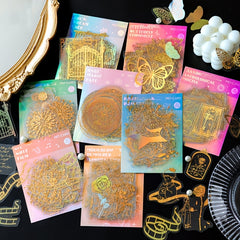 Pack of 45 Retro Journal DIY Stickers PET Bronzing Laser Sticker Packs