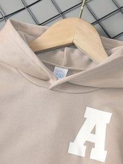 Boy's 2pcs Hoodie & Sweatpants Set Letter A Print Top Casual Outfits