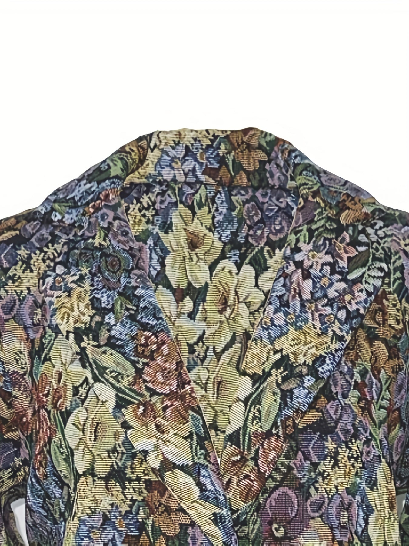 Floral Print Lapel Blazer Vintage Open Front Outerwear
