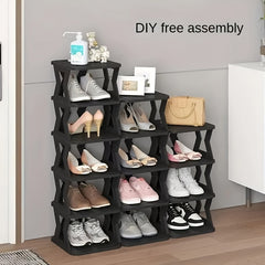 1pc Folding Shoe Rack With Narrow Standing Shoe Storage Container