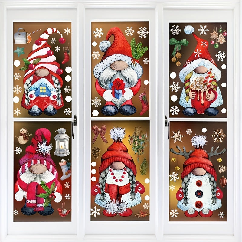 Christmas Window Clings Gnome Snowflake Stickers for Glass Windows