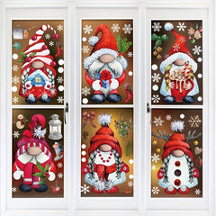 Christmas Window Clings Gnome Snowflake Stickers for Glass Windows