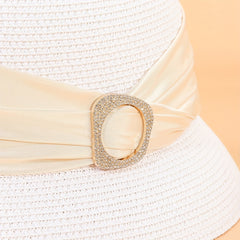 Ribbon Decor Straw Bucket Hat Sun Hat French Style Beach Hats For Women