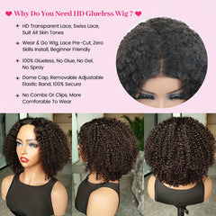 Kinky Curly Bob Wig 180 Density Human Hair Lace Front Wig