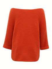 Off Shoulder Ribbed Long Sleeve Sweater