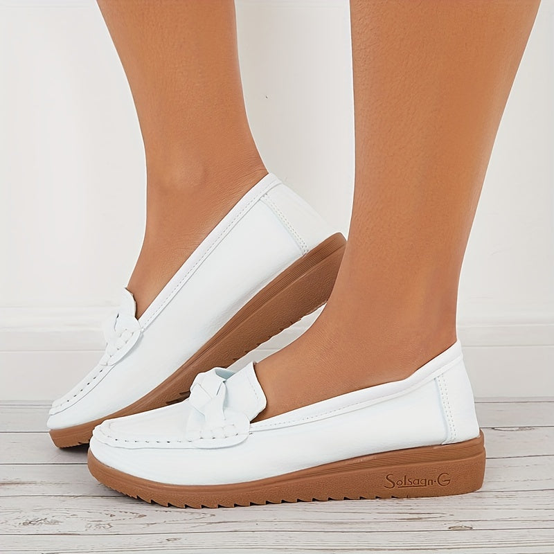 Women's Braided Flat Loafers Slip On Casual Shoes