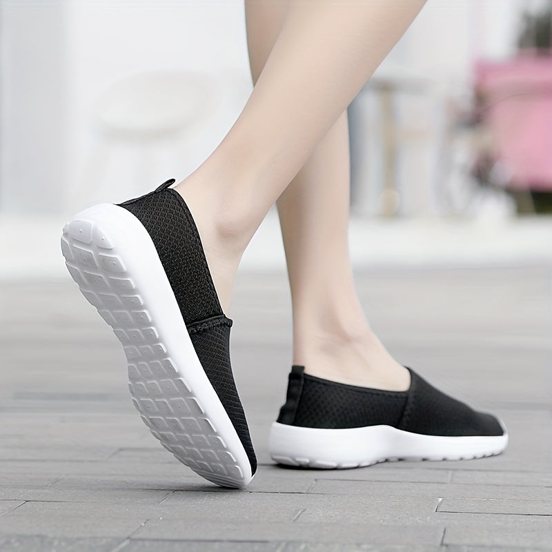 Women's Mesh Flat Shoes Breathable Lightweight Slip On Casual Walking Flats
