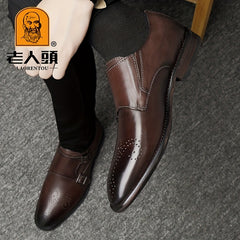 LAORENTOU Men's Double Monk Dress Shoes Pointed Toe Formal Shoes