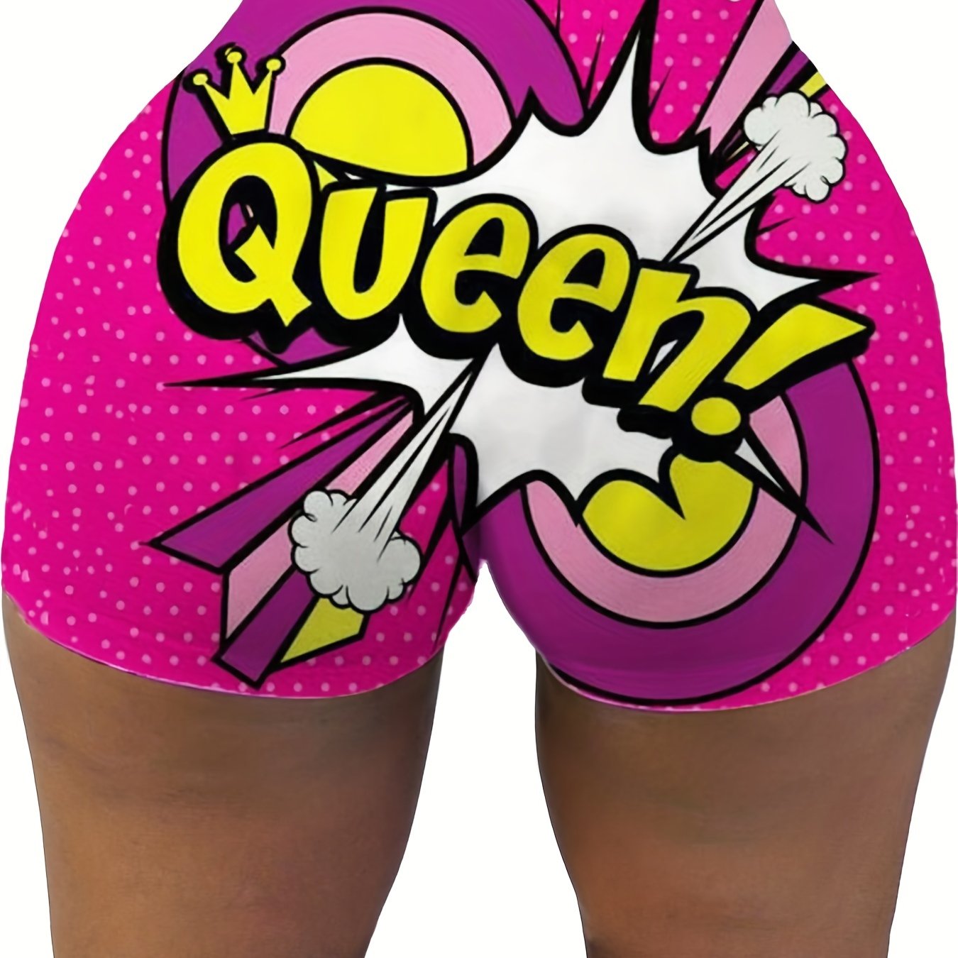 Queen Print Skinny Shorts Yoga Casual Summer Shorts Women's Clothing