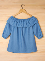 Girl's Ruffle Collar Long Sleeve Shirt