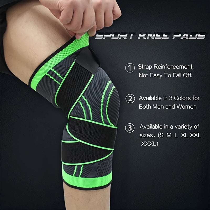 2pcs Knitted Sports Fitness Knee Pads Elastic Breathable 3D Weaving Dual Straps