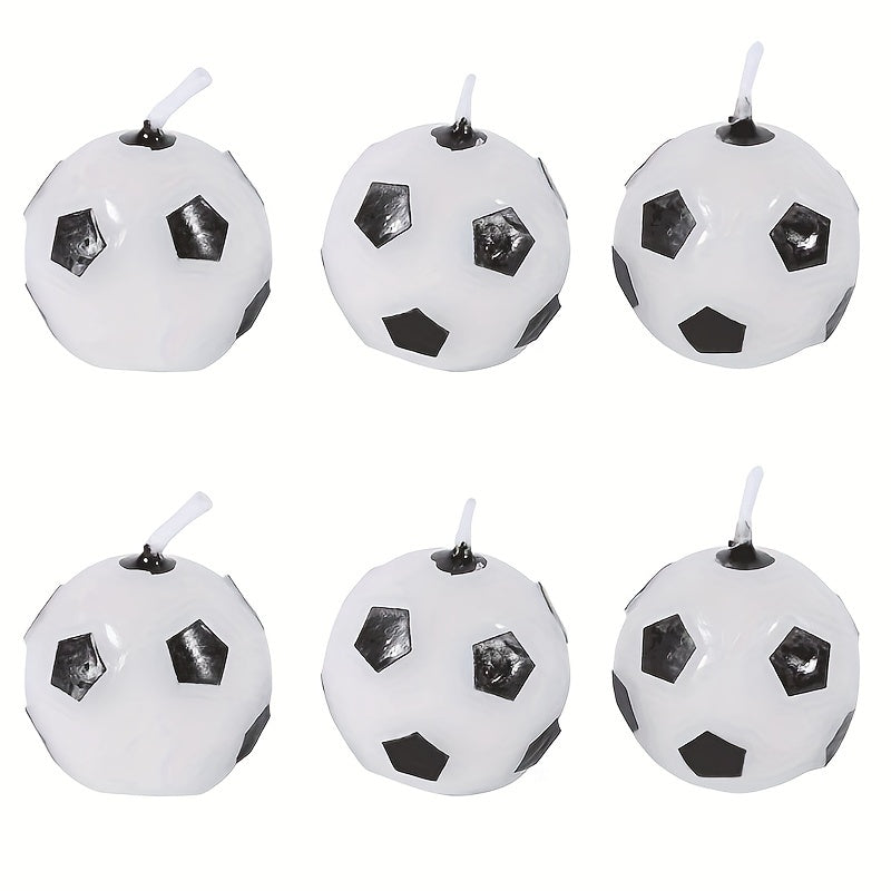 6pcs Soccer Ball Candles for Birthday Party Cake