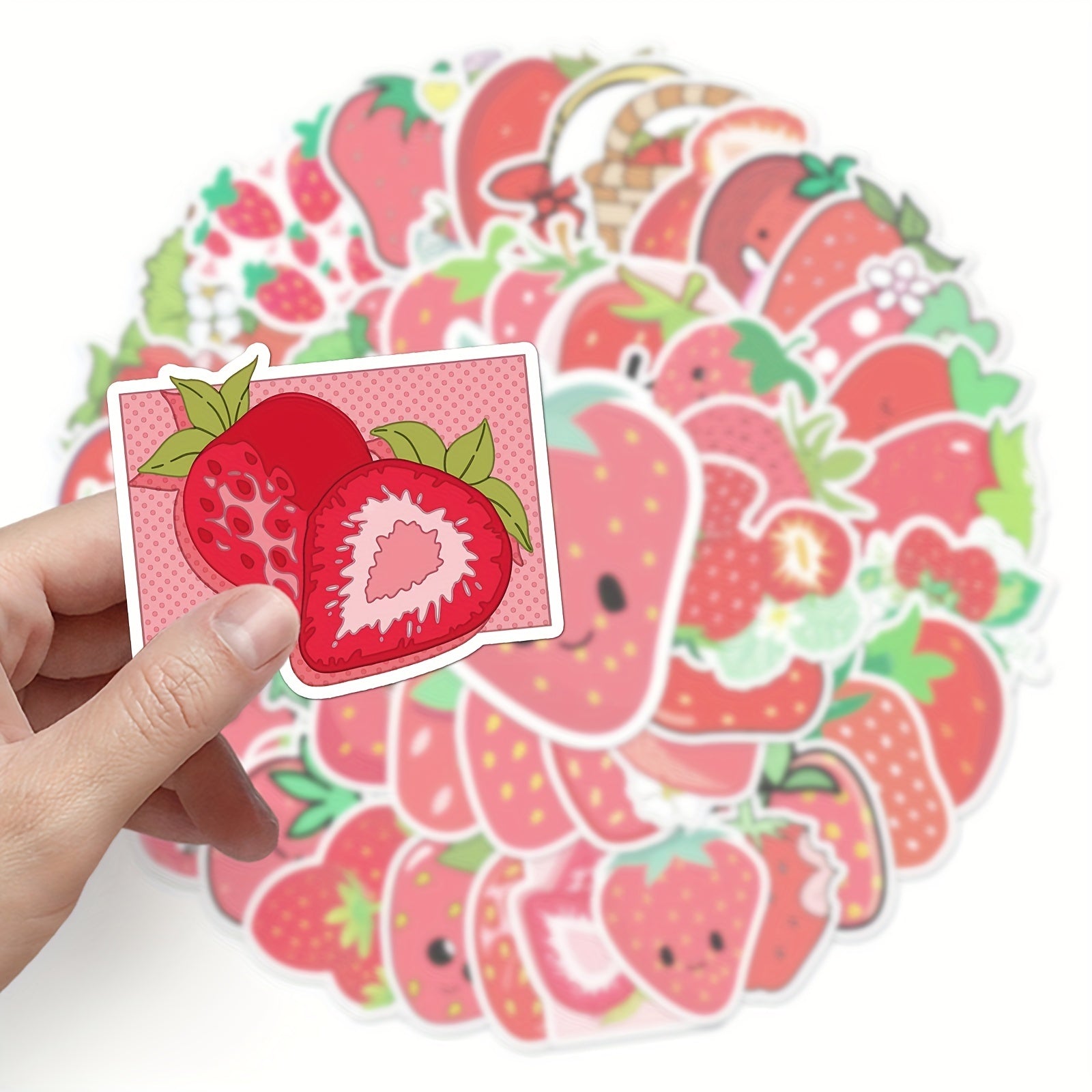 50pcs Strawberry Waterproof Stickers Water Bottles Laptop Luggage
