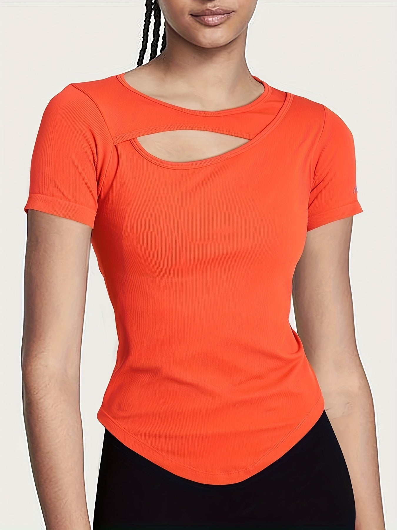 Quick Drying Hollow Solid Short Sleeve Yoga Top