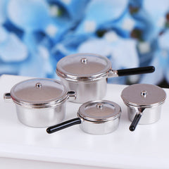 4pcs Set 1 12 Mini Metal Pot Set Toy House Kitchen Furniture