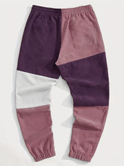 Men's Corduroy Joggers Sweatpants with Drawstring - Casual Block Pants