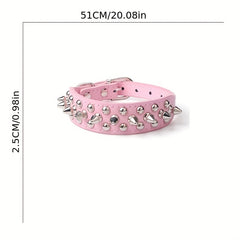 PU Leather Dog Collar Spiked Rivets Small Medium Dogs