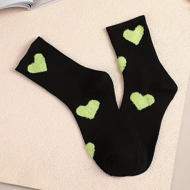 3 Pairs Heart Pattern Socks Mid Tube Stockings