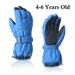 Kids Winter Fleece Mittens - Waterproof Warm Gloves for Boys & Girls