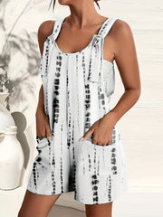 Tie Dye Overall Romper with Pockets