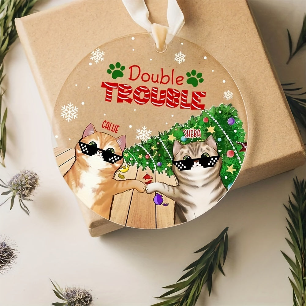 Acrylic Sunglasses Cat Christmas Style Decoration Pendant