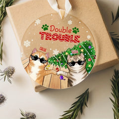 Acrylic Sunglasses Cat Christmas Style Decoration Pendant