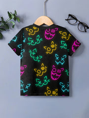 Cyberpunk Cat Print Boys Cartoon T Shirt - Kids Summer Clothes